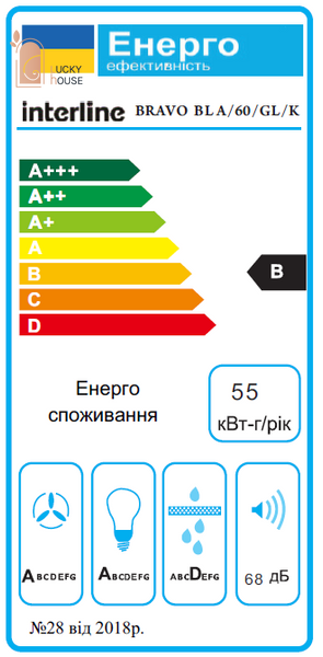 Витяжка Interline BRAVO BL A/60/GL/K BL A/60/GL/K фото